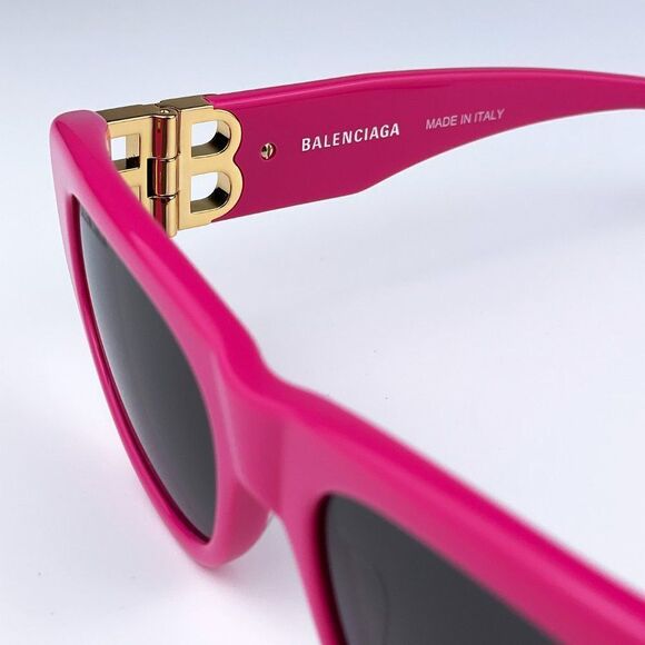 NEW Balenciaga BB0095S 006 Pink Gold Logo Grey Cat Eye Unisex Sunglasses - Picture 11 of 15